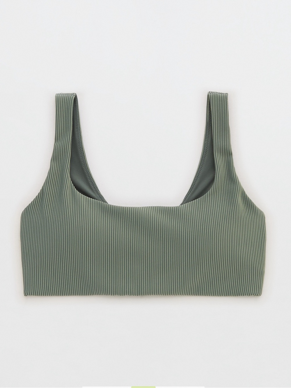Aerie OFFLINE Stripe Rib Classic Sports Bra Royal Palm Green Medium NWT